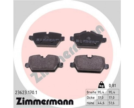 Brake Pad Set, disc brake 23623.170.1 Zimmermann