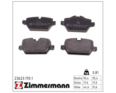 Brake Pad Set, disc brake 23623.170.1 Zimmermann, Image 2