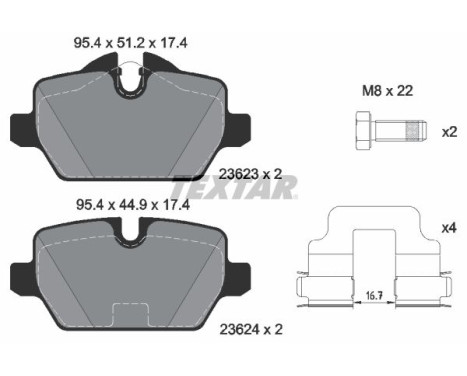 Brake Pad Set, disc brake 2362303 Textar, Image 2