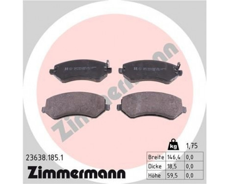 Brake Pad Set, disc brake 23638.185.1 Zimmermann