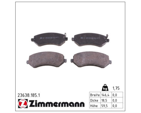 Brake Pad Set, disc brake 23638.185.1 Zimmermann, Image 2