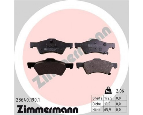 Brake Pad Set, disc brake 23640.190.1 Zimmermann