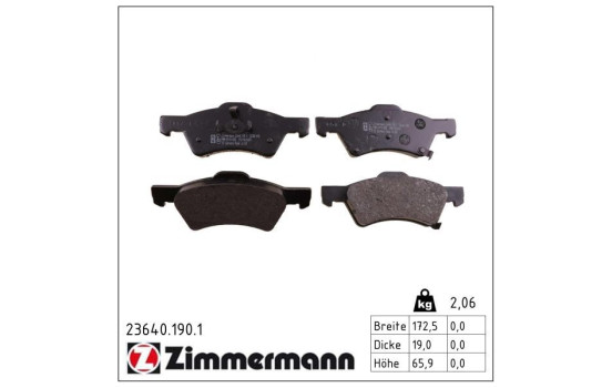 Brake Pad Set, disc brake 23640.190.1 Zimmermann, Image 2