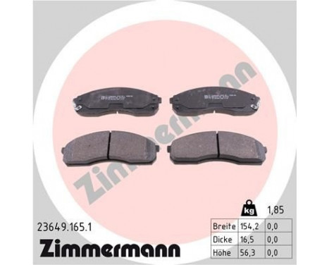 Brake Pad Set, disc brake 23649.165.1 Zimmermann