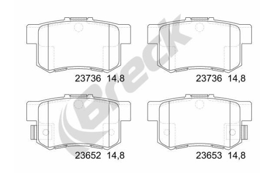 Brake pad set, disc brake 23652 00 704 00 Breck