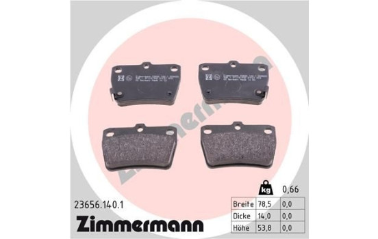 Brake Pad Set, disc brake 23656.140.1 Zimmermann