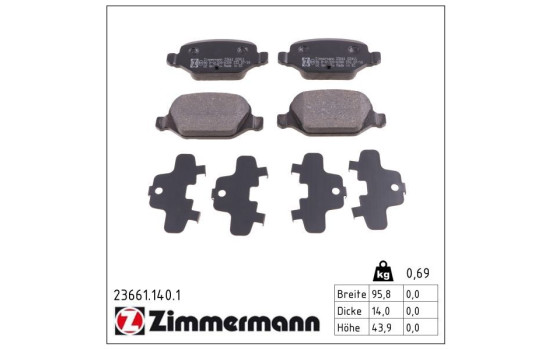 Brake Pad Set, disc brake 23661.140.1 Zimmermann, Image 2