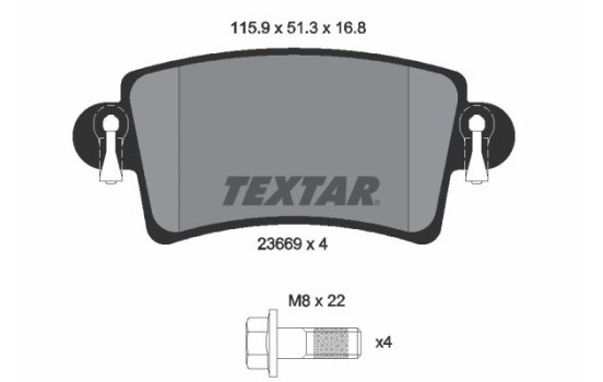 Brake Pad Set, disc brake 2366901 Textar, Image 2