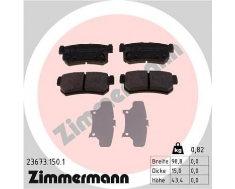 Brake Pad Set, disc brake 23673.150.1 Zimmermann