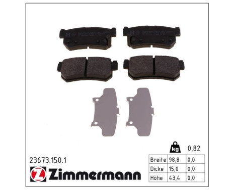 Brake Pad Set, disc brake 23673.150.1 Zimmermann, Image 2