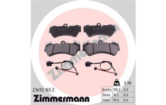Brake Pad Set, disc brake 23692.165.2 Zimmermann
