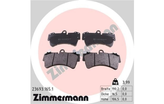 Brake Pad Set, disc brake 23693.165.1 Zimmermann