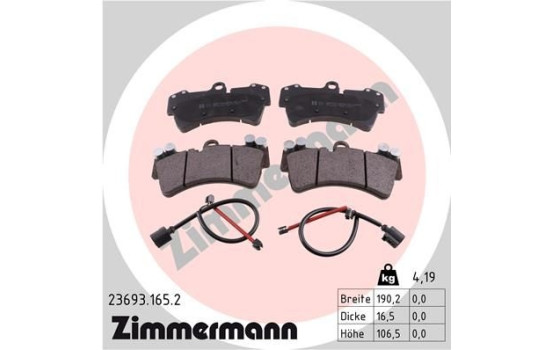 Brake Pad Set, disc brake 23693.165.2 Zimmermann