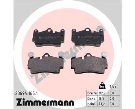 Brake Pad Set, disc brake 23694.165.1 Zimmermann