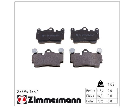 Brake Pad Set, disc brake 23694.165.1 Zimmermann, Image 2