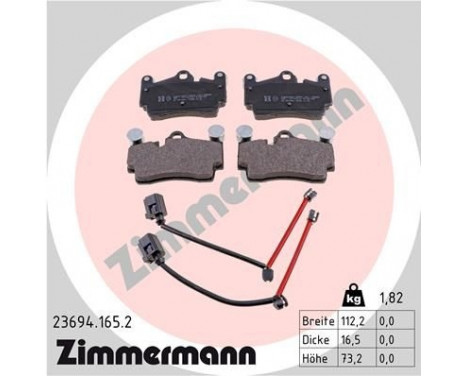 Brake Pad Set, disc brake 23694.165.2 Zimmermann