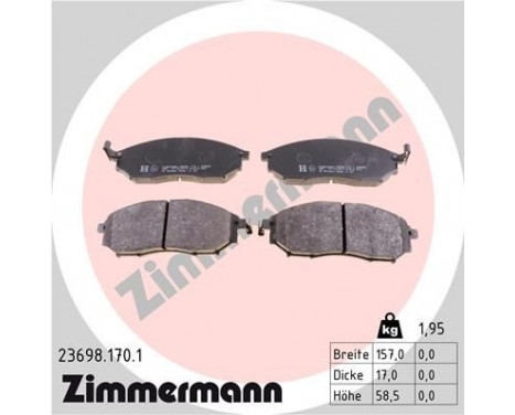 Brake Pad Set, disc brake 23698.170.1 Zimmermann