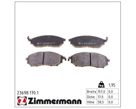 Brake Pad Set, disc brake 23698.170.1 Zimmermann, Image 2
