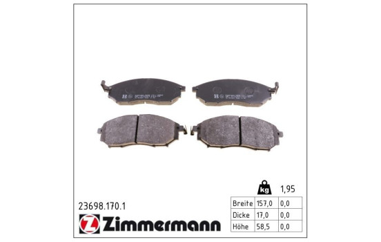 Brake Pad Set, disc brake 23698.170.1 Zimmermann, Image 2