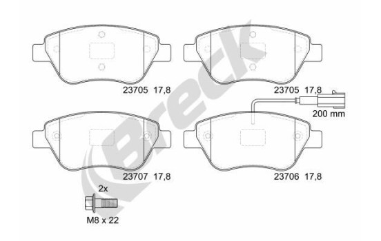 Brake pad set, disc brake 23705 00 701 10 Breck
