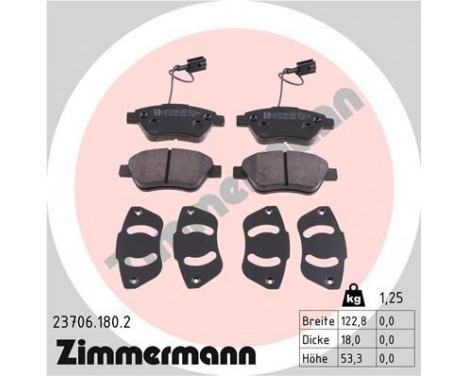 Brake Pad Set, disc brake 23706.180.2 Zimmermann