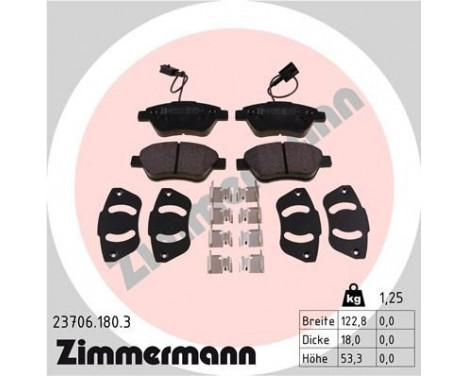 Brake Pad Set, disc brake 23706.180.3 Zimmermann