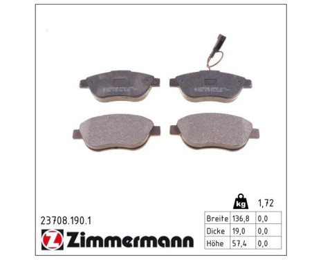 Brake Pad Set, disc brake 23708.190.1 Zimmermann, Image 2