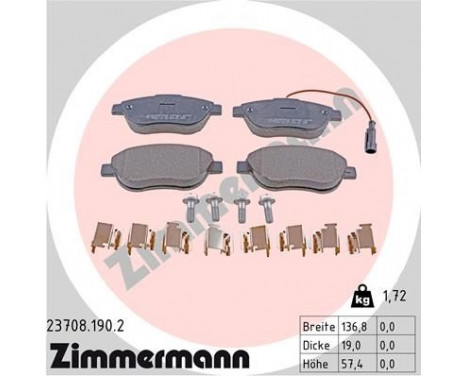 Brake Pad Set, disc brake 23708.190.2 Zimmermann, Image 2