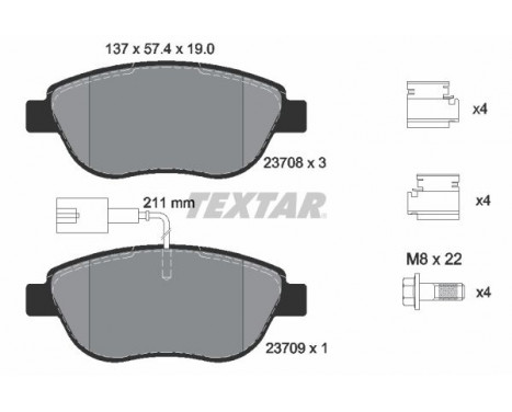 Brake Pad Set, disc brake 2370802 Textar, Image 2