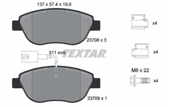 Brake Pad Set, disc brake 2370802 Textar, Image 2