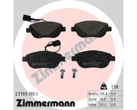 Brake Pad Set, disc brake 23709.190.1 Zimmermann, Image 2