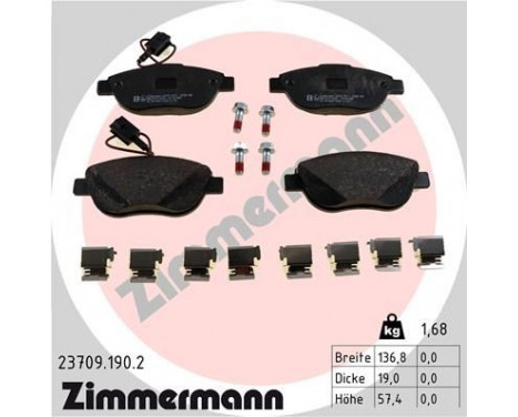 Brake Pad Set, disc brake 23709.190.2 Zimmermann, Image 2