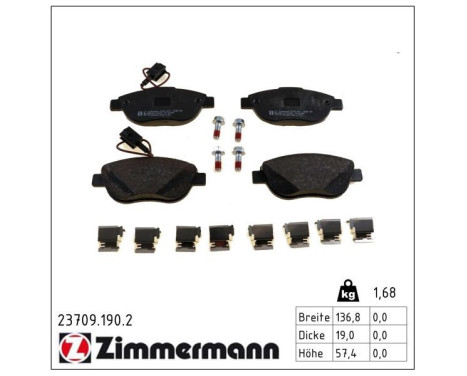 Brake Pad Set, disc brake 23709.190.2 Zimmermann, Image 2
