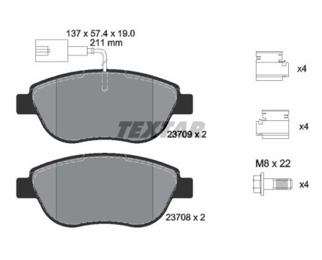 Brake pad set, disc brake 2370901 Textar