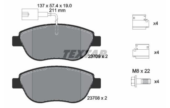 Brake pad set, disc brake 2370901 Textar