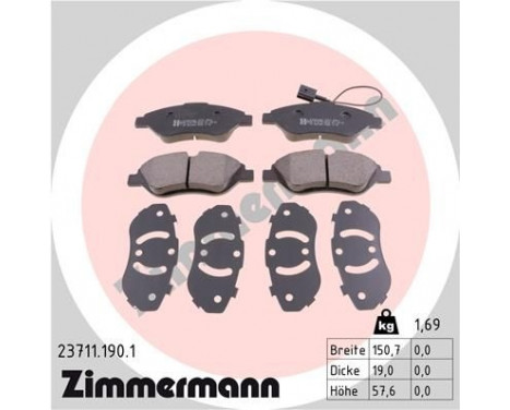Brake Pad Set, disc brake 23711.190.1 Zimmermann