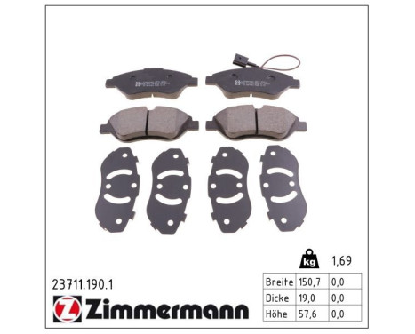 Brake Pad Set, disc brake 23711.190.1 Zimmermann, Image 2