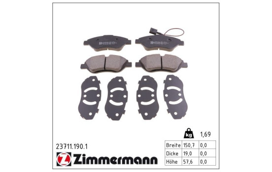 Brake Pad Set, disc brake 23711.190.1 Zimmermann, Image 2
