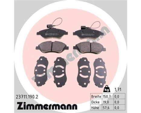 Brake Pad Set, disc brake 23711.190.2 Zimmermann