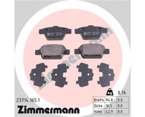 Brake Pad Set, disc brake 23714.165.1 Zimmermann