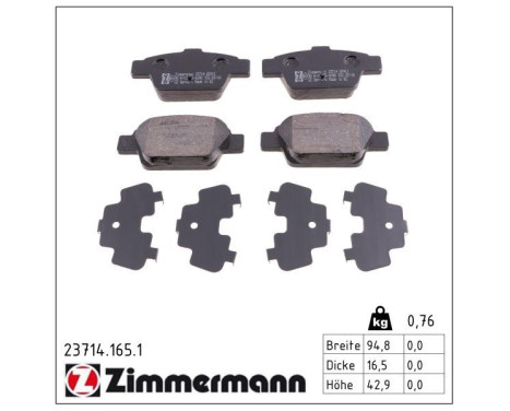 Brake Pad Set, disc brake 23714.165.1 Zimmermann, Image 2