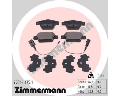 Brake Pad Set, disc brake 23714.175.1 Zimmermann