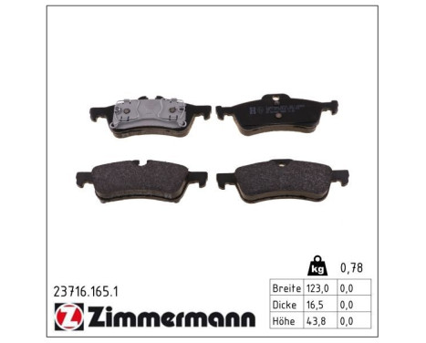 Brake Pad Set, disc brake 23716.165.1 Zimmermann, Image 2