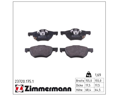 Brake Pad Set, disc brake 23720.175.1 Zimmermann, Image 2