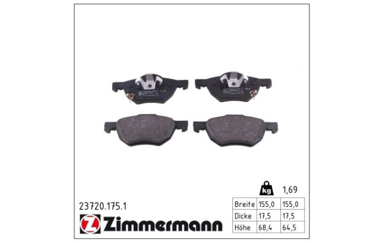 Brake Pad Set, disc brake 23720.175.1 Zimmermann, Image 2