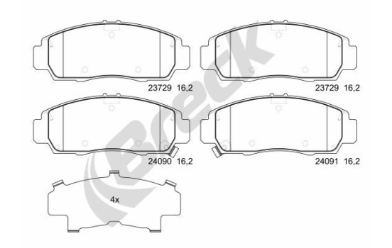 Brake pad set, disc brake 23729 00 701 00 Breck