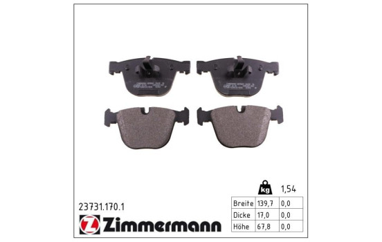 Brake Pad Set, disc brake 23731.170.1 Zimmermann, Image 2