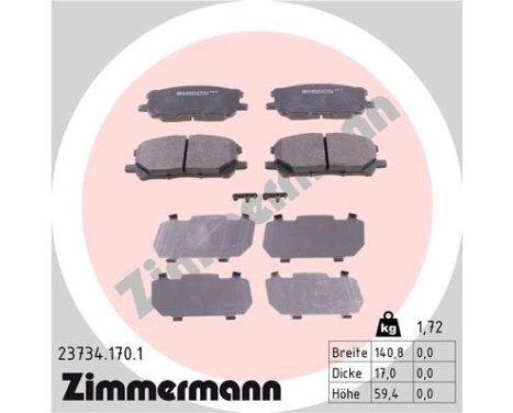 Brake Pad Set, disc brake 23734.170.1 Zimmermann