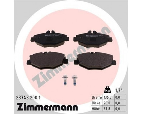 Brake Pad Set, disc brake 23743.200.1 Zimmermann
