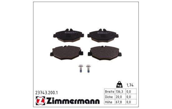 Brake Pad Set, disc brake 23743.200.1 Zimmermann, Image 2
